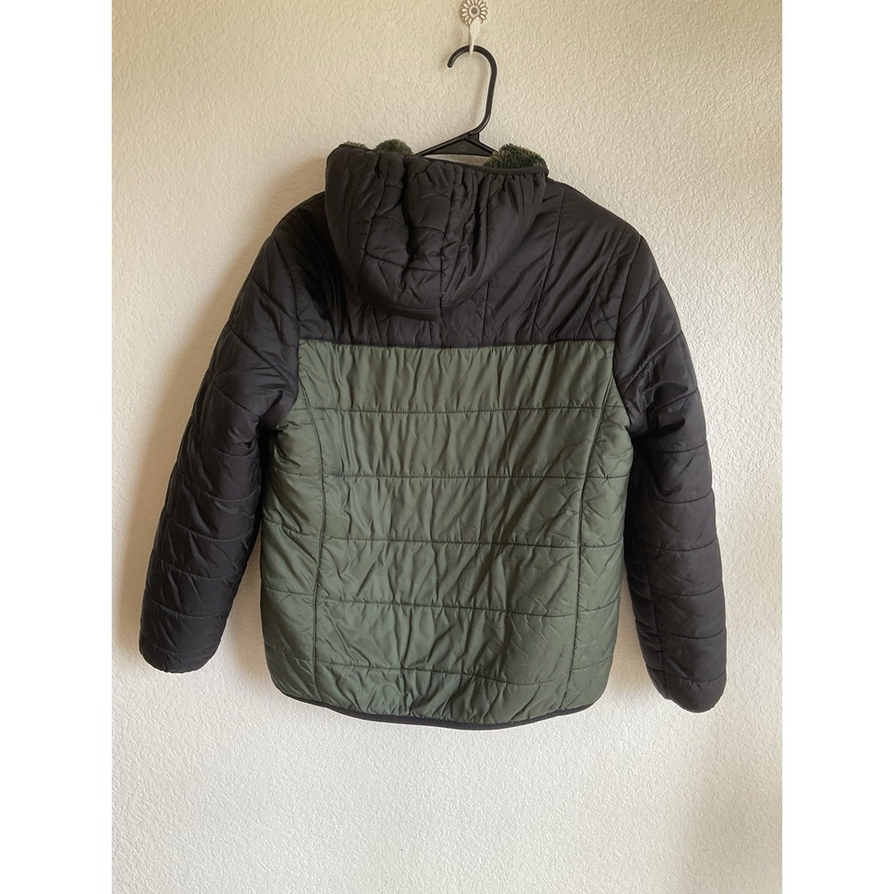 Eddie Bauer Boy's Reversible Hooded Jacket Green/camo Youth Large 14/16 - Picture 4 of 6